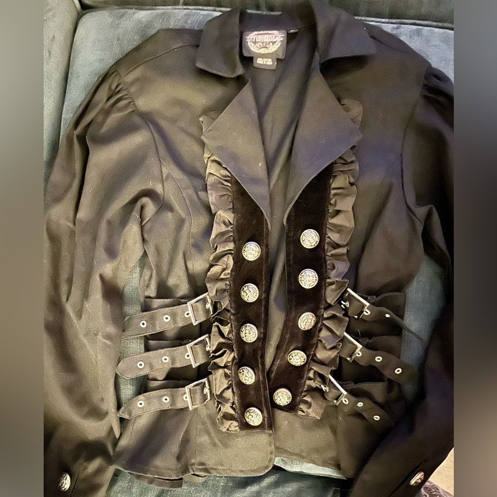 Women's Funhouse Black Military Style Jacket